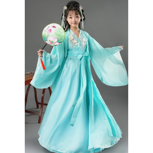 Girls hanfu princess fairy dress zheng performance dress Chinese folk dance costumes anime drama cosplay kimono dress